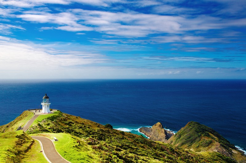 Even the lighthouses in New Zealand offer spectacular scenery. Let’s get Cape Re…